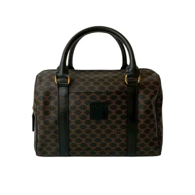 Pre-owned Celine Black Brown Leather Pvc Boston Bag Handbag ()