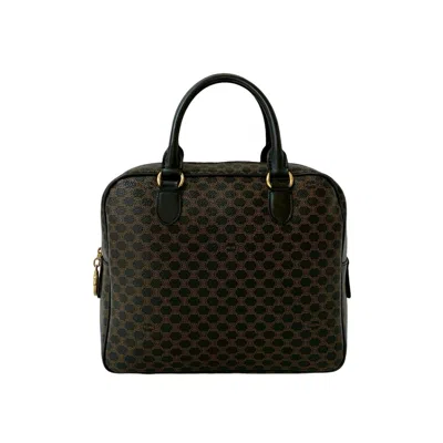 Pre-owned Celine Black Brown Leather Pvc Boston Bag Handbag ()