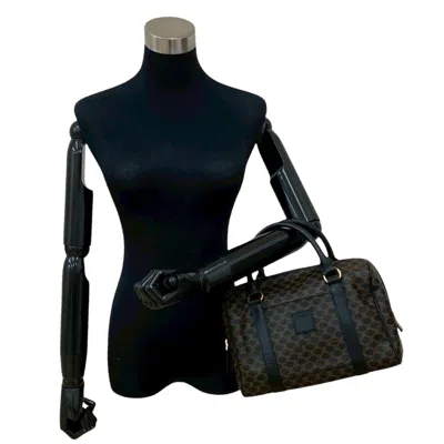 Pre-owned Celine Black Brown Leather Pvc Boston Bag Handbag ()