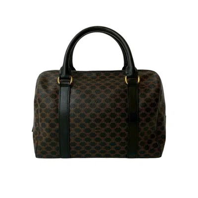 Pre-owned Celine Black Brown Leather Pvc Boston Bag Handbag ()