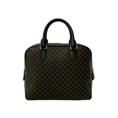 Pre-owned Celine Black Brown Leather Pvc Boston Bag Handbag ()