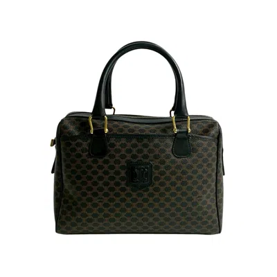 Pre-owned Celine Black Brown Leather Pvc Boston Bag Handbag ()