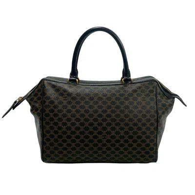 Pre-owned Celine Black Brown Leather Pvc Boston Bag Handbag ()