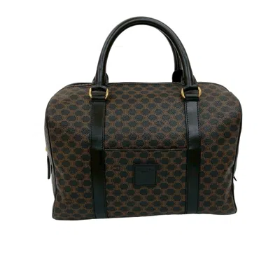 Pre-owned Celine Black Brown Leather Pvc Boston Bag Handbag ()