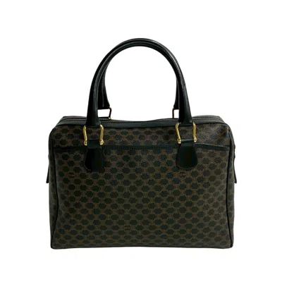 Pre-owned Celine Black Brown Leather Pvc Boston Bag Handbag ()