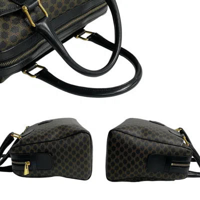 Pre-owned Celine Black Brown Leather Pvc Boston Bag Handbag ()