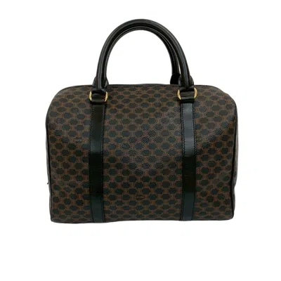 Pre-owned Celine Black Brown Leather Pvc Boston Bag Handbag ()