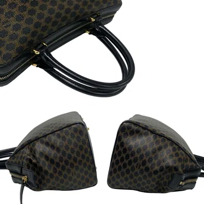 Pre-owned Celine Black Brown Leather Pvc Boston Bag Handbag ()