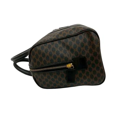 Pre-owned Celine Black Brown Leather Pvc Boston Bag Handbag ()