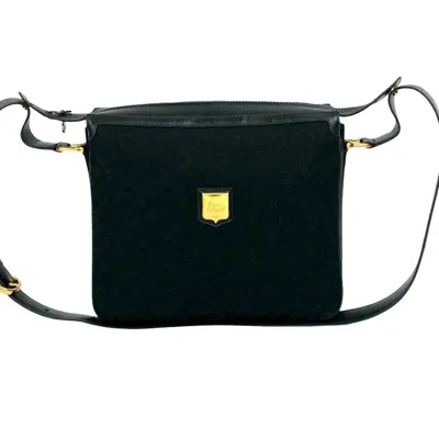 Pre-owned Celine Black Leather Canvas Pochette Shoulder Bag ()