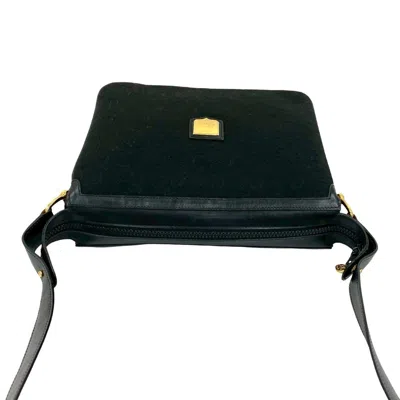 Pre-owned Celine Black Leather Canvas Pochette Shoulder Bag ()