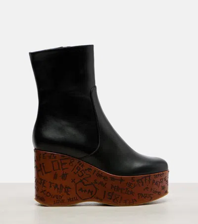 Chloé Graphic Print Ankle Boots With Platform Sole In Black