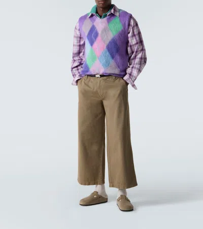 格纹马海毛混纺毛衣背心