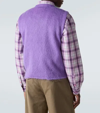 格纹马海毛混纺毛衣背心