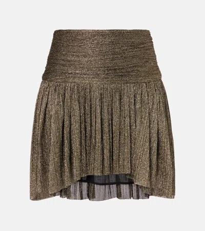Isabel Marant Eloise Asymmetric Embellished Miniskirt In Gold