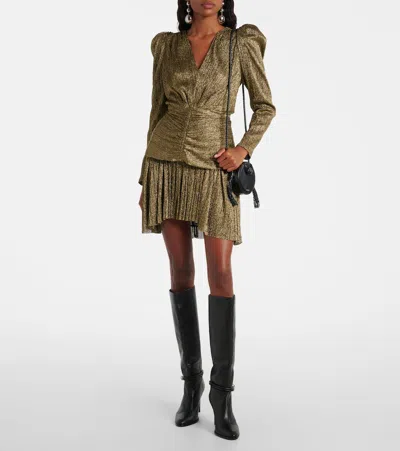 Isabel Marant Eloise Asymmetric Embellished Miniskirt In Gold