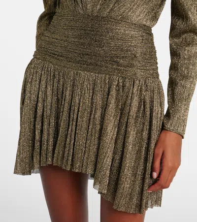 Isabel Marant Eloise Asymmetric Embellished Miniskirt In Gold