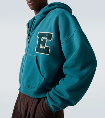 Erl Unisex Letterman Hoodie In Green