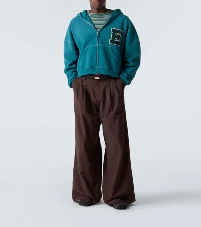 Erl Unisex Letterman Hoodie In Green