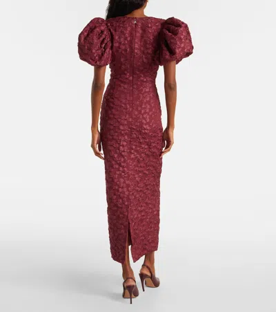 Rotate Birger Christensen Rotate Birgerchristensen Jacquard Midi Puffy Dress In Burgundy