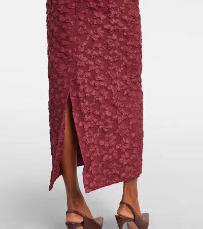 Rotate Birger Christensen Rotate Birgerchristensen Jacquard Midi Puffy Dress In Burgundy