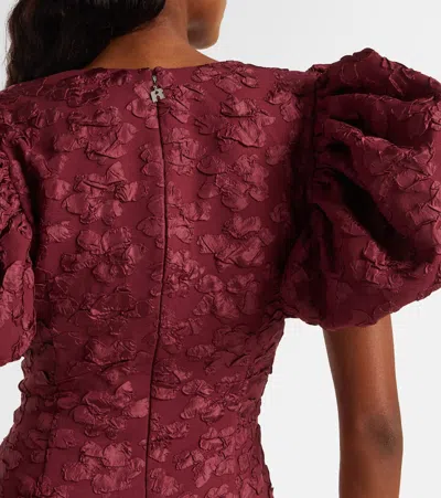 Rotate Birger Christensen Rotate Birgerchristensen Jacquard Midi Puffy Dress In Burgundy