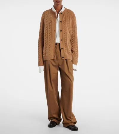 The Row Loneke Cable Knit Crewneck Cardigan In Multi