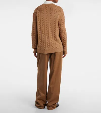 The Row Loneke Cable Knit Crewneck Cardigan In Multi