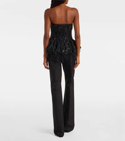 Rotate Birger Christensen Albertina Sequined Strapless Top In Black