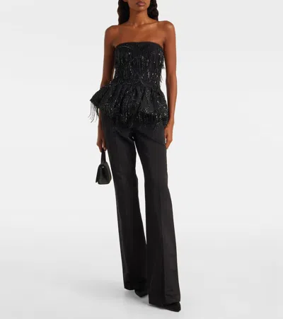 Rotate Birger Christensen Albertina Sequined Strapless Top In Black