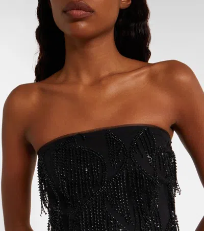 Rotate Birger Christensen Albertina Sequined Strapless Top In Black