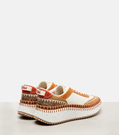 Chloé Nama Mixed Leather Low-top Platform Sneakers In Multi