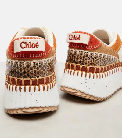 Chloé Nama Mixed Leather Low-top Platform Sneakers In Multi