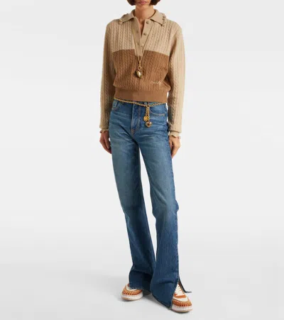 Chloé Nama Mixed Leather Low-top Platform Sneakers In Multi