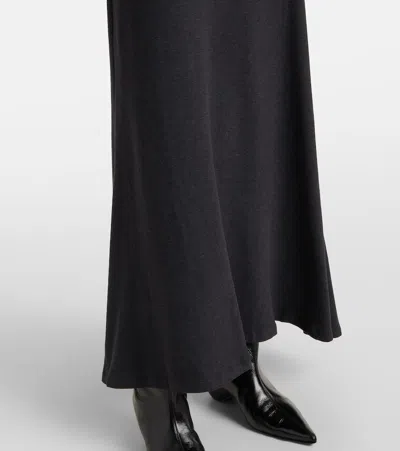 Staud Obsidian Open-back Ribbed-knit Turtleneck Maxi Dress In Black