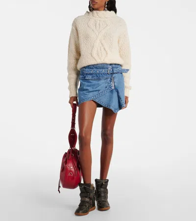 Isabel Marant Siyen Wrap Cotton Denim Miniskirt In Blue