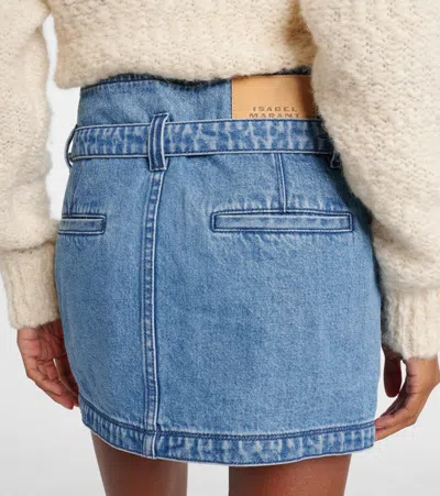 Isabel Marant Siyen Wrap Cotton Denim Miniskirt In Blue