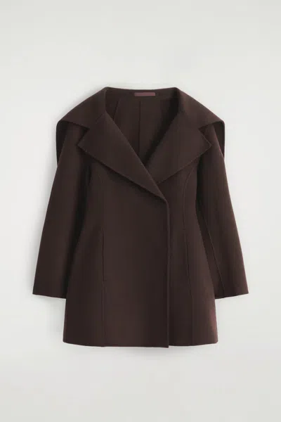 Cos Sculpted Double-faced Wool Coat In Brown