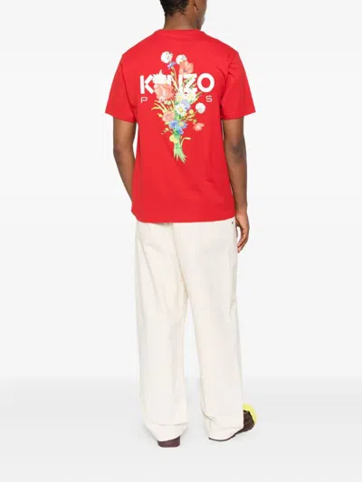 Kenzo Gots Archive Bouquet Print Cotton T-shirt In Red