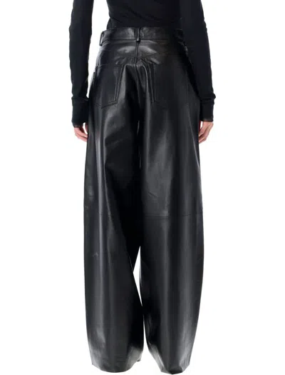 Haikure Bethany Black Five-pocket Trousers With Belt Loops In Leather Woman In Black