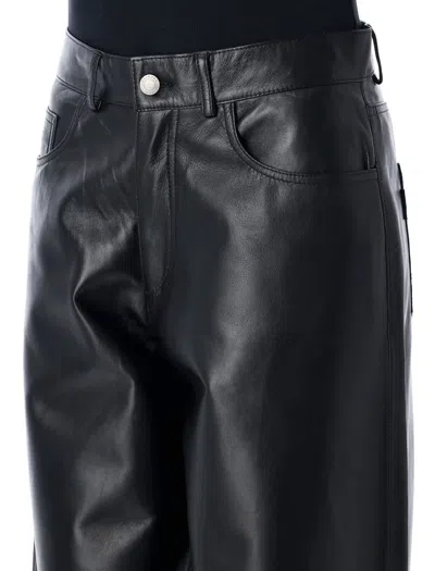Haikure Bethany Black Five-pocket Trousers With Belt Loops In Leather Woman In Black