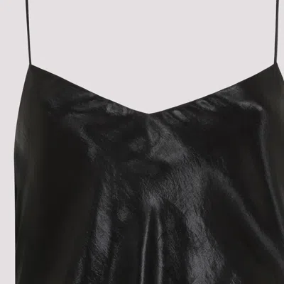 Saint Laurent Long Silk Washed Satin Dress In Black