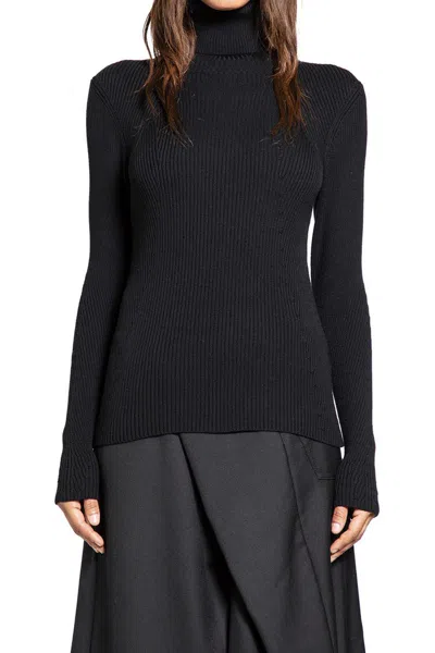Junya Watanabe Ribbed Knit High Neck Sweater In Black