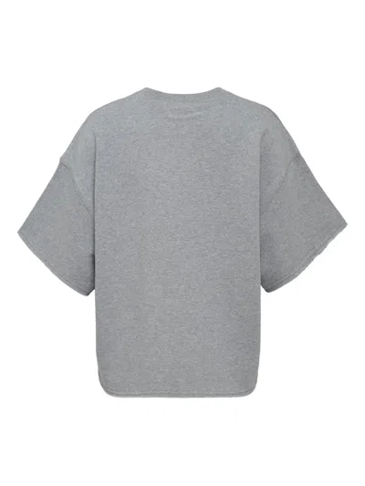 Pushbutton Lace-applique T-shirt In Gray