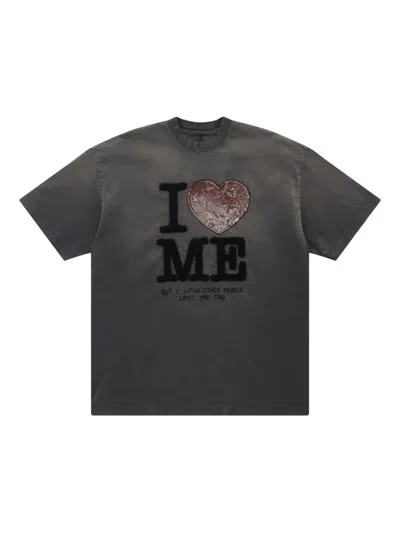 亮片心形图案T恤