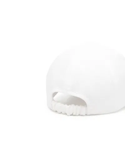 Patou Curved Peak White Cotton Cap With Embroidered Logo In White