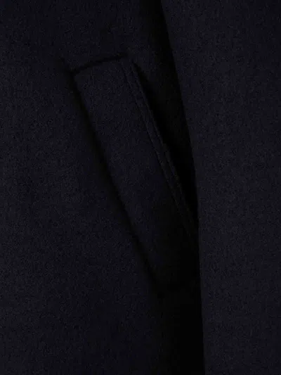 Stone Island Felt Pea Coat Knitwear Blue In Black
