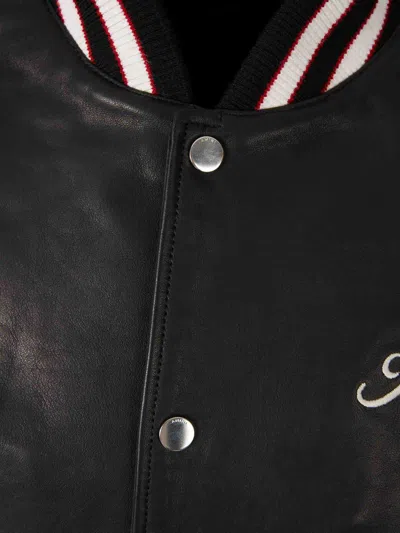 Amiri Leather Jacket With Elasticized Collar And Cuffs In Black