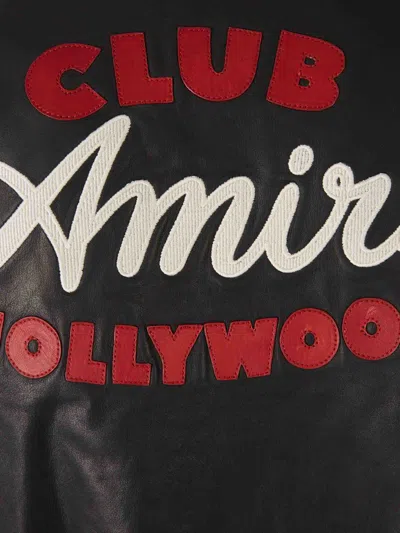 Amiri Leather Jacket With Elasticized Collar And Cuffs In Black