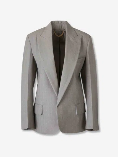 Victoria Beckham Sculptural Sleeve Virgin Wool Jacket In Black